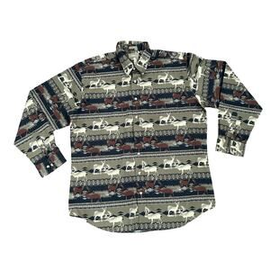 Natural Issue Deer Elk Southwest County Button Down Shirt Sz XL Hunter Outdoors